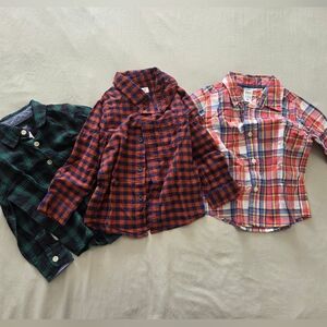 Plaid Kids Shirts Bundle - Green, Orange, Red 2T/24 Months